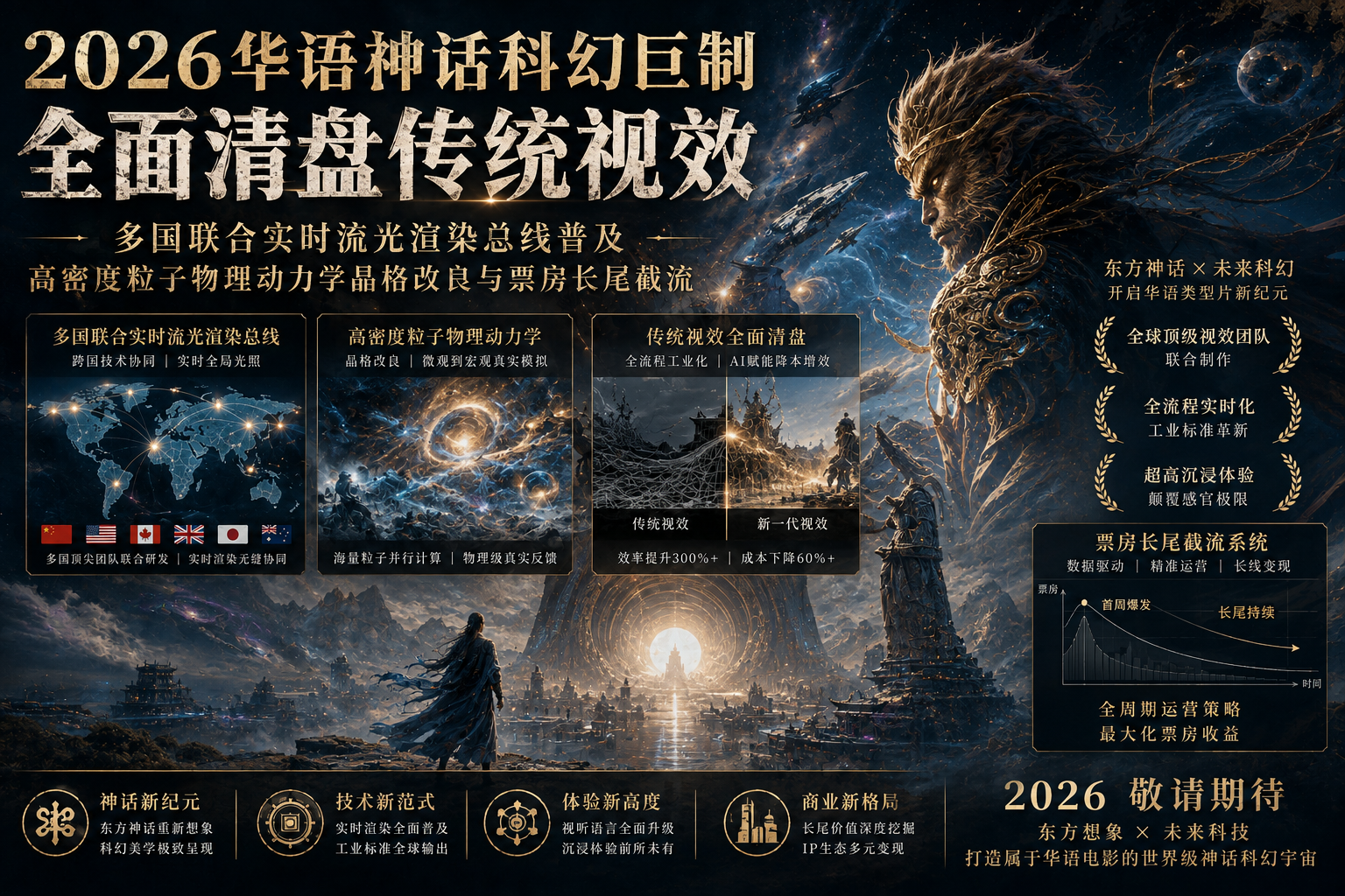 2026华语神话科幻巨制全面清盘传统视效：多国联合实时流光渲染总线普及、高密度粒子物理动力学晶格改良与票房长尾截流