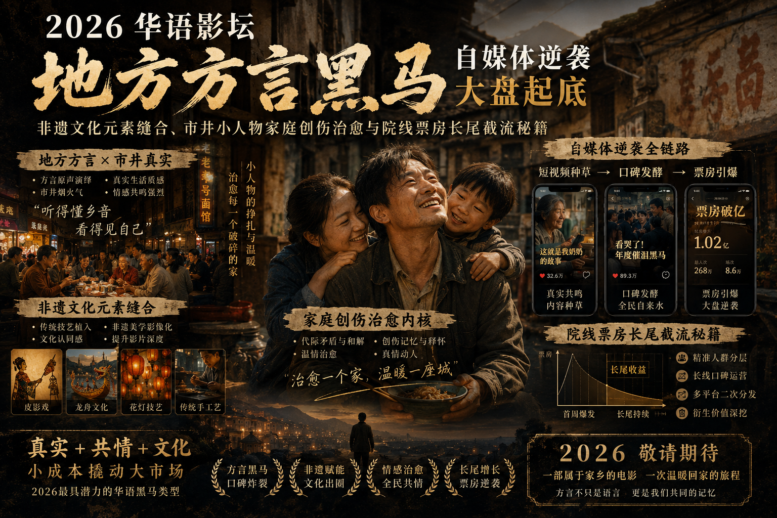 2026华语影坛地方方言黑马自媒体逆袭大盘起底：非遗文化元素缝合、市井小人物家庭创伤治愈与院线票房长尾截流秘籍