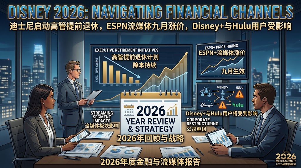 迪士尼2026年最新影视资讯：启动高管提前退休计划并持续降本，ESPN流媒体9月涨价，Disney+与Hulu用户将受到影响